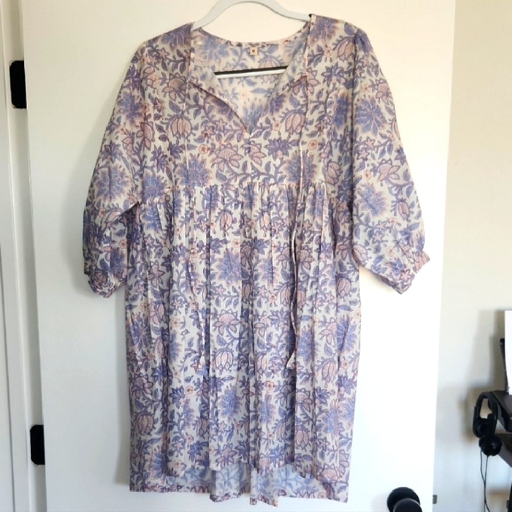Cotton mini Sundress with Bishop Sleeves